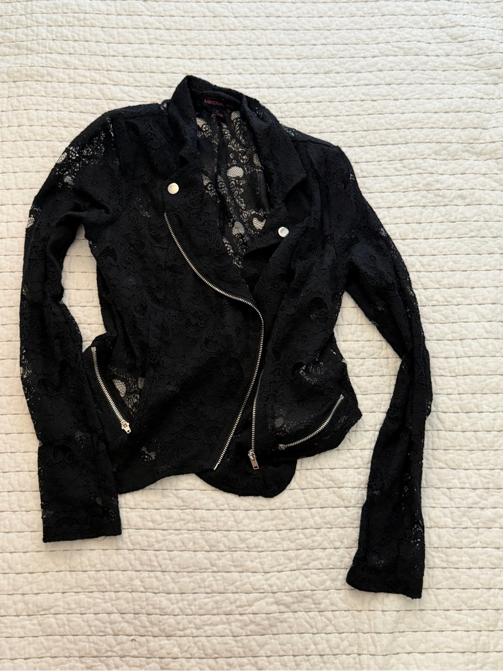 Material Girl Black Lace Moto Jacket